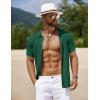 COOFANDY Men’s Knit Short Sleeve Shirts Button Down Vintage Knitted Polo Shirt Casual Beach Crochet Cable Vacation Shirt(Green)