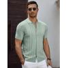 COOFANDY Men’s Knit Short Sleeve Shirts Button Down Vintage Knitted Polo Shirt Casual Beach Crochet Cable Vacation Shirt(Ice Green)