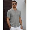 COOFANDY Men’s Knit Short Sleeve Shirts Button Down Vintage Knitted Polo Shirt Casual Beach Crochet Cable Vacation Shirt(Light Gray)