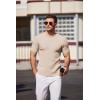 COOFANDY Men’s Knit T Shirt Short Sleeve Crewneck Casual Vintage T-Shirts Summer Twist Knitted Pullover Tee(Beige)