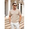 COOFANDY Men’s Knit T Shirt Short Sleeve Crewneck Casual Vintage T-Shirts Summer Twist Knitted Pullover Tee(Beige)