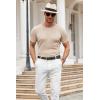 COOFANDY Men’s Knit T Shirt Short Sleeve Crewneck Casual Vintage T-Shirts Summer Twist Knitted Pullover Tee(Beige)