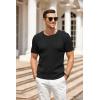 COOFANDY Men’s Knit T Shirt Short Sleeve Crewneck Casual Vintage T-Shirts Summer Twist Knitted Pullover Tee(Black)