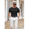 COOFANDY Men’s Knit T Shirt Short Sleeve Crewneck Casual Vintage T-Shirts Summer Twist Knitted Pullover Tee(Black)