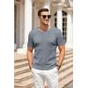 COOFANDY Men’s Knit T Shirt Short Sleeve Crewneck Casual Vintage T-Shirts Summer Twist Knitted Pullover Tee(Grey)