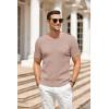 COOFANDY Men’s Knit T Shirt Short Sleeve Crewneck Casual Vintage T-Shirts Summer Twist Knitted Pullover Tee(Khaki)