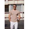 COOFANDY Men’s Knit T Shirt Short Sleeve Crewneck Casual Vintage T-Shirts Summer Twist Knitted Pullover Tee(Khaki)