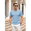 COOFANDY Men’s Knit T Shirt Short Sleeve Crewneck Casual Vintage T-Shirts Summer Twist Knitted Pullover Tee(Light Blue)