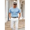 COOFANDY Men’s Knit T Shirt Short Sleeve Crewneck Casual Vintage T-Shirts Summer Twist Knitted Pullover Tee(Light Blue)