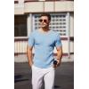 COOFANDY Men’s Knit T Shirt Short Sleeve Crewneck Casual Vintage T-Shirts Summer Twist Knitted Pullover Tee(Light Blue)