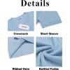 COOFANDY Men’s Knit T Shirt Short Sleeve Crewneck Casual Vintage T-Shirts Summer Twist Knitted Pullover Tee(Light Blue)