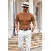 COOFANDY Men’s Knit T Shirt Short Sleeve Crewneck Casual Vintage T-Shirts Summer Twist Knitted Pullover Tee(Light Brown)