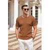 COOFANDY Men’s Knit T Shirt Short Sleeve Crewneck Casual Vintage T-Shirts Summer Twist Knitted Pullover Tee(Light Brown)