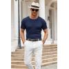 COOFANDY Men’s Knit T Shirt Short Sleeve Crewneck Casual Vintage T-Shirts Summer Twist Knitted Pullover Tee(Navy Blue)