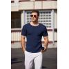 COOFANDY Men’s Knit T Shirt Short Sleeve Crewneck Casual Vintage T-Shirts Summer Twist Knitted Pullover Tee(Navy Blue)