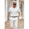 COOFANDY Men’s Knit T Shirt Short Sleeve Crewneck Casual Vintage T-Shirts Summer Twist Knitted Pullover Tee(White)