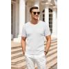 COOFANDY Men’s Knit T Shirt Short Sleeve Crewneck Casual Vintage T-Shirts Summer Twist Knitted Pullover Tee(White)
