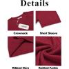 COOFANDY Men’s Knit T Shirt Short Sleeve Crewneck Casual Vintage T-Shirts Summer Twist Knitted Pullover Tee(Wine Red)