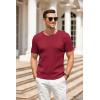 COOFANDY Men’s Knit T Shirt Short Sleeve Crewneck Casual Vintage T-Shirts Summer Twist Knitted Pullover Tee(Wine Red)