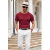 COOFANDY Men’s Knit T Shirt Short Sleeve Crewneck Casual Vintage T-Shirts Summer Twist Knitted Pullover Tee(Wine Red)