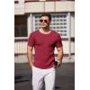 COOFANDY Men’s Knit T Shirt Short Sleeve Crewneck Casual Vintage T-Shirts Summer Twist Knitted Pullover Tee(Wine Red)