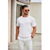 COOFANDY Mens Knit T-Shirts Casual Crewneck Short Sleeve Shirts Summer Tops Basic Pullover Tees(All White)