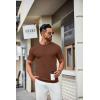 COOFANDY Mens Knit T-Shirts Casual Crewneck Short Sleeve Shirts Summer Tops Basic Pullover Tees(Brown)