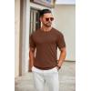 COOFANDY Mens Knit T-Shirts Casual Crewneck Short Sleeve Shirts Summer Tops Basic Pullover Tees(Brown)
