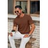 COOFANDY Mens Knit T-Shirts Casual Crewneck Short Sleeve Shirts Summer Tops Basic Pullover Tees(Brown)