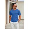 COOFANDY Mens Knit T-Shirts Casual Crewneck Short Sleeve Shirts Summer Tops Basic Pullover Tees(Denim Blue)