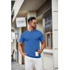COOFANDY Mens Knit T-Shirts Casual Crewneck Short Sleeve Shirts Summer Tops Basic Pullover Tees(Denim Blue)