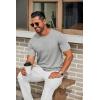 COOFANDY Mens Knit T-Shirts Casual Crewneck Short Sleeve Shirts Summer Tops Basic Pullover Tees(Grey)