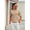 COOFANDY Mens Knit T-Shirts Casual Crewneck Short Sleeve Shirts Summer Tops Basic Pullover Tees(Khaki)