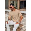 COOFANDY Mens Knit T-Shirts Casual Crewneck Short Sleeve Shirts Summer Tops Basic Pullover Tees(Khaki)