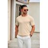 COOFANDY Mens Knit T-Shirts Casual Crewneck Short Sleeve Shirts Summer Tops Basic Pullover Tees(Light Khaki)