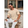 COOFANDY Mens Knit T-Shirts Casual Crewneck Short Sleeve Shirts Summer Tops Basic Pullover Tees(Light Khaki)