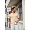 COOFANDY Mens Knit T-Shirts Casual Crewneck Short Sleeve Shirts Summer Tops Basic Pullover Tees(Light Khaki)