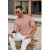 COOFANDY Mens Knit T-Shirts Casual Crewneck Short Sleeve Shirts Summer Tops Basic Pullover Tees(Light Pink)