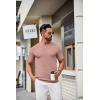 COOFANDY Mens Knit T-Shirts Casual Crewneck Short Sleeve Shirts Summer Tops Basic Pullover Tees(Light Pink)