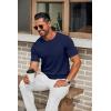 COOFANDY Mens Knit T-Shirts Casual Crewneck Short Sleeve Shirts Summer Tops Basic Pullover Tees(Navy Blue)