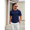 COOFANDY Mens Knit T-Shirts Casual Crewneck Short Sleeve Shirts Summer Tops Basic Pullover Tees(Navy Blue)