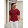 COOFANDY Mens Knit T-Shirts Casual Crewneck Short Sleeve Shirts Summer Tops Basic Pullover Tees(Wine Red)