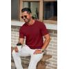 COOFANDY Mens Knit T-Shirts Casual Crewneck Short Sleeve Shirts Summer Tops Basic Pullover Tees(Wine Red)