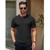 COOFANDY Men’s Knit T-Shirts Short Sleeve Crewneck Shirt Casual Textured Pullover Tees(A-black)