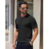 COOFANDY Men’s Knit T-Shirts Short Sleeve Crewneck Shirt Casual Textured Pullover Tees(A-black)