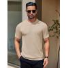 COOFANDY Men’s Knit T-Shirts Short Sleeve Crewneck Shirt Casual Textured Pullover Tees(Apricot)