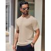 COOFANDY Men’s Knit T-Shirts Short Sleeve Crewneck Shirt Casual Textured Pullover Tees(Apricot)