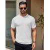 COOFANDY Men’s Knit T-Shirts Short Sleeve Crewneck Shirt Casual Textured Pullover Tees(A-white)