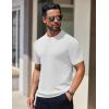 COOFANDY Men’s Knit T-Shirts Short Sleeve Crewneck Shirt Casual Textured Pullover Tees(A-white)