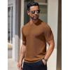 COOFANDY Men’s Knit T-Shirts Short Sleeve Crewneck Shirt Casual Textured Pullover Tees(Brown)
